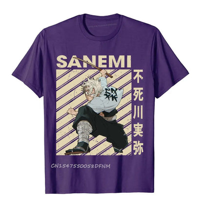 Latest Mens T Shirt Classic Art Sanemi Demon Anime Vintage Tops T Shirt Premium Cotton Preppy Style