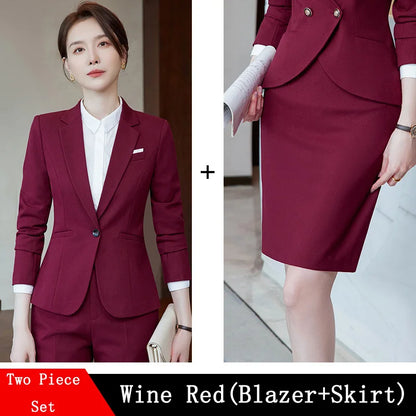 Ladies Office Work Wear Blazers Formal OL Styles Business Suits Pants and Jackets Coat Spring Autumn Professional Career Set