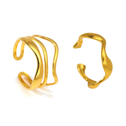 Stainless Steel Ring Asymmetric Cutout Design Exquisite Couple Rings For Women Jewelry Adjustable Gift for friends to each other