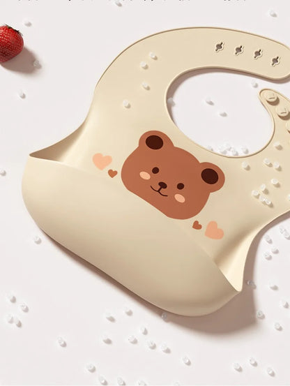 Children's Saliva Feeding Bib Cute Cartoon Baby Bib Waterproof and Adjustable Soft Silicone Bib Baby Feeding Accessories Bibs