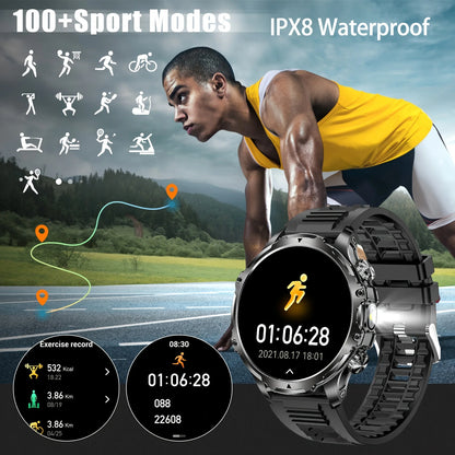 2025 Outdoor Sports Fitness Tracker Smart Watch 1.85 Inch HD Alomed 800mAh Lithium Battery Bluetooth LED Flashlight Smart Watch