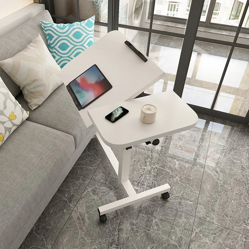 Height Adjustable Computer Table with Wheels Computer Trolley Side Table Bed Table Computer Desk Sofa Table for Home Office