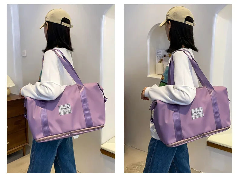 Carry On Travel Duffle Bag  Waterproof Sports Gym Tote Bags for Women Large Capacity Storage Luggage Handbag