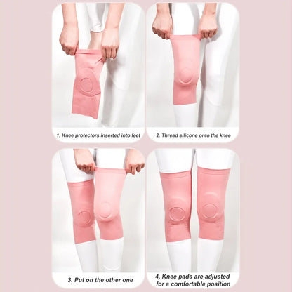 1Pair Compression Knee Elbow Pads With Silicone Gel Pad, Volleyball Knee Pads for Women Girls Dancers Yoga Pole Floor Dance