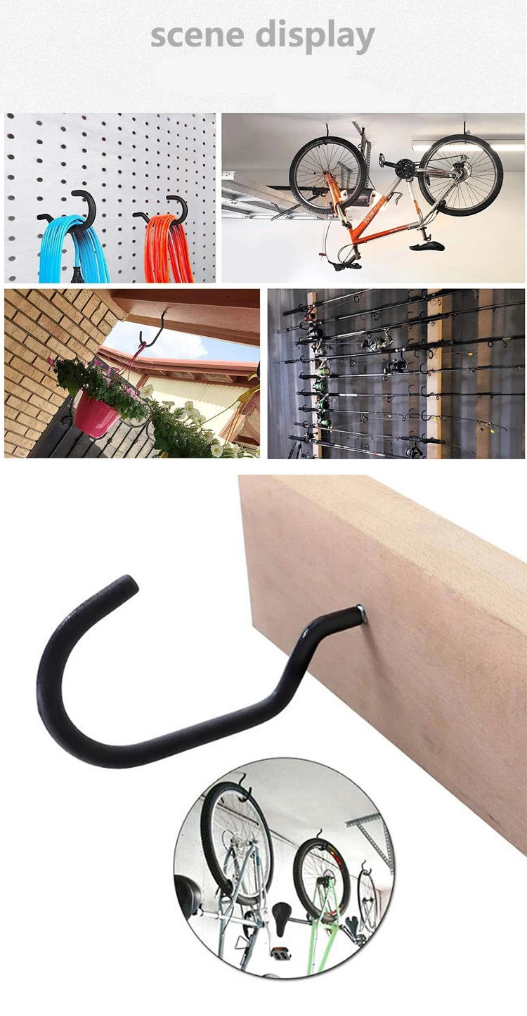 Bicycle Hanger Hooks Wall Mounted Screw-in Storage Hook Set Heavy Duty Hooks  For Garage Garden Tool