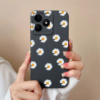 Case For Realme Note 50 Flower Painted Upgrade Lens Protection Soft Back Cover Model RMX3834 Liquid Silicone Phone Protectors