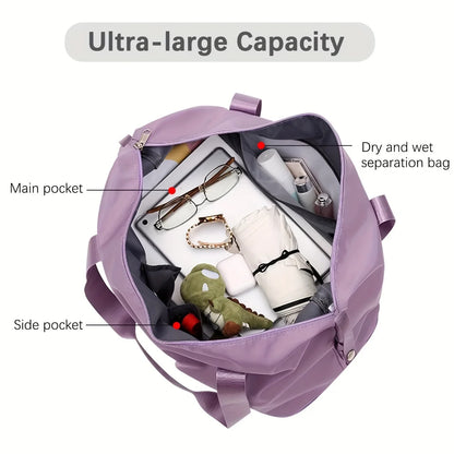 5 Ways to Carry Travel Bags, Expandable Sports Tote Fitness Bags, Travel Luggage Totes, Weekend Overnight Bags with Wet Pockets