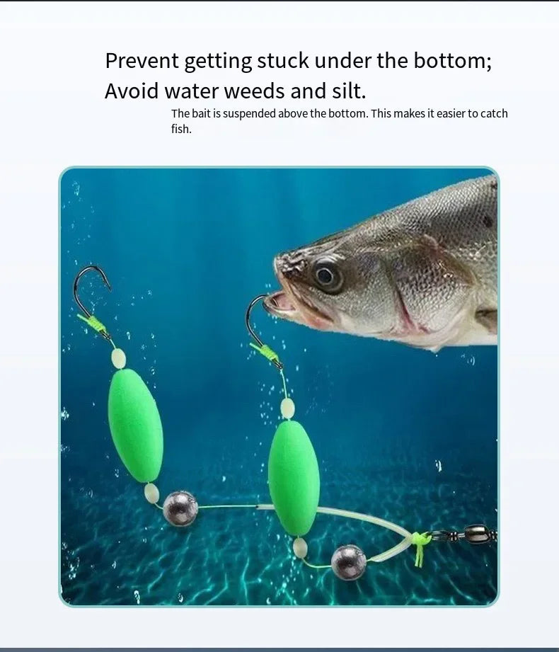 1Pc #4/7/9/12 Double Hook Fishing Hair Rigs Hook Suspension Iseni Anti Bottom Carp Fishing Hook Ready Made Carp Rig Fishing Lure