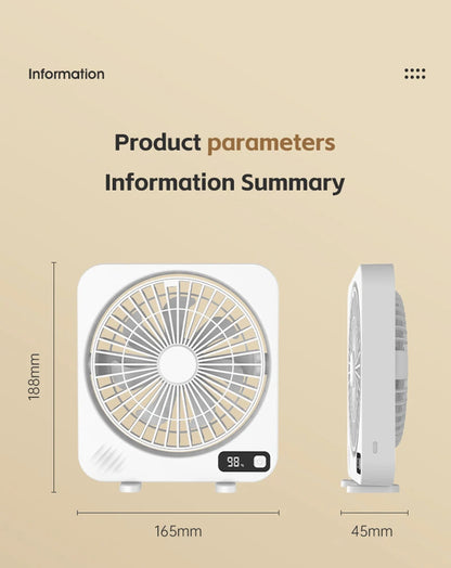 Electric Fan Portable Usb Charging Cycle Electric Fan Table Fan Digital Display 5-speed Desktop Small Fan Office Camping