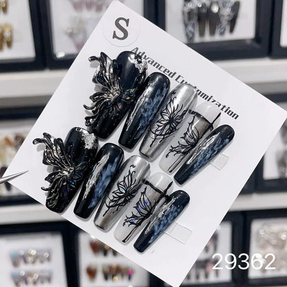 10Pcs Short Press On Nails y2k Star Rhinestone Design Handmade Press On nails Luxury With Design Full Cover Removable Fake Nails