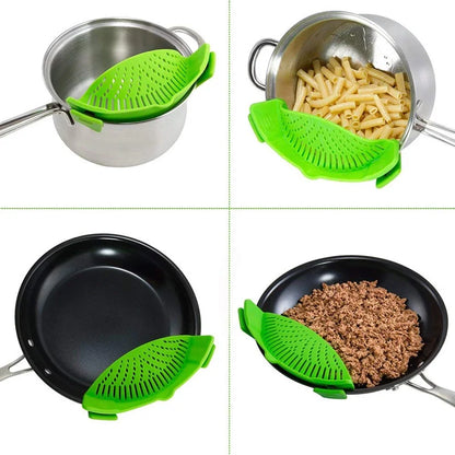 1pc Adjustable Silicone Clip-On Strainer for Pots, Pans, and Bowls - Handheld Drainer for Noodles, Pasta