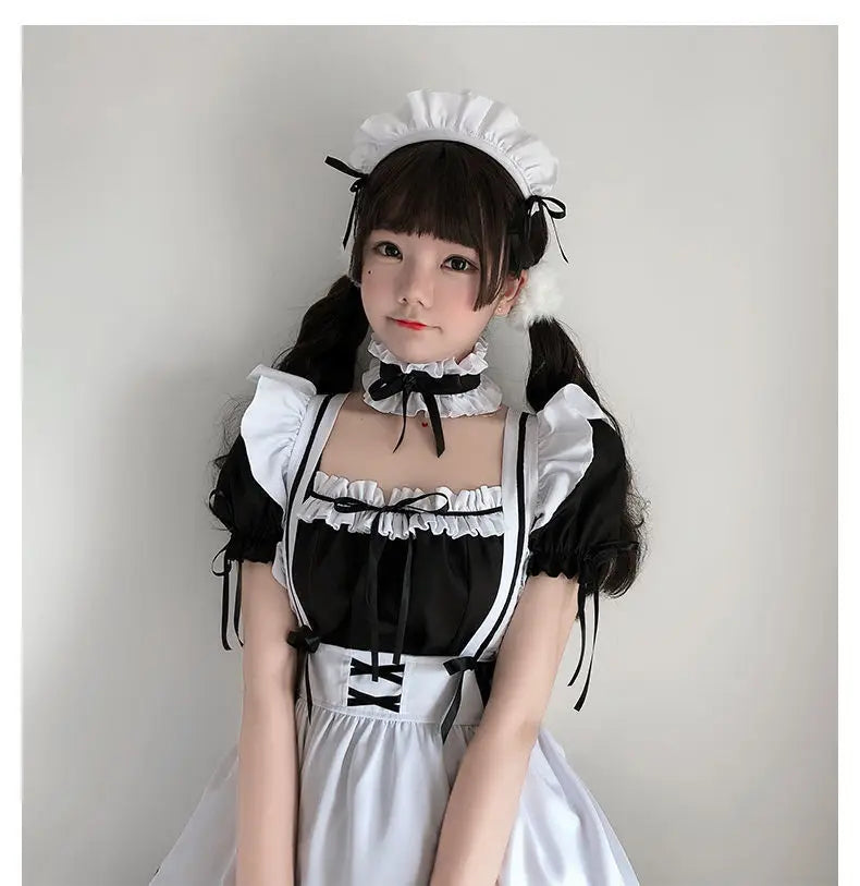 Black White Lolita Maid Girls Women Lovely Cosplay Costume Outfit Dress Sexy French Apron Servant Uniform Exotic CafeMaid S-4XL