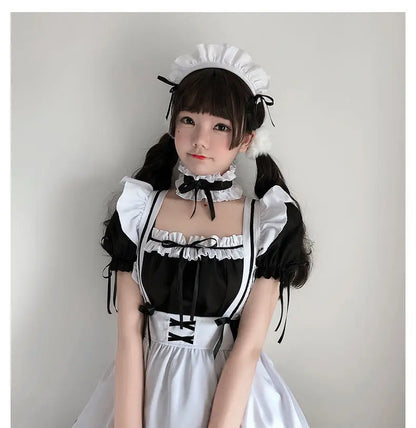 Black White Lolita Maid Girls Women Lovely Cosplay Costume Outfit Dress Sexy French Apron Servant Uniform Exotic CafeMaid S-4XL