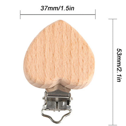 Kovict 5Pcs 19 Styles Beech Wooden Clips Metal Bracket DIY Pacifier Chain Handmade Crafts Accessories