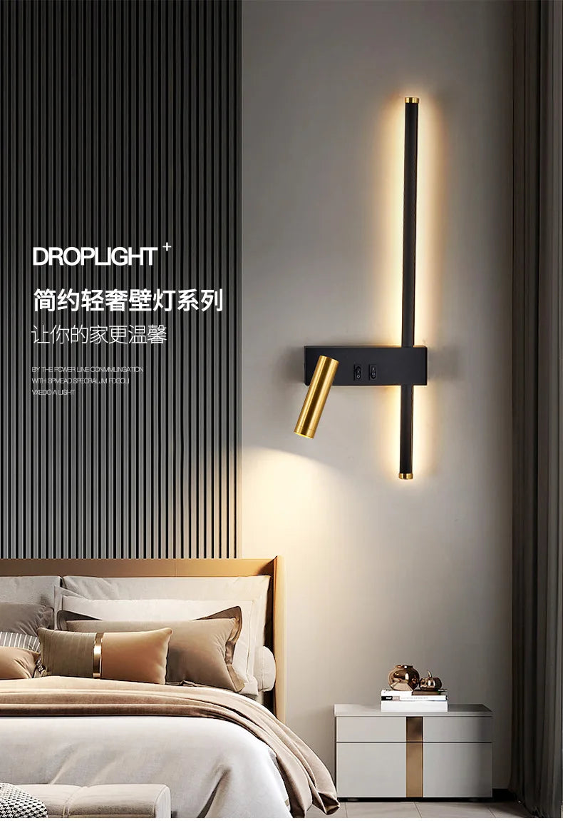 Wall lamp Nordic modern creative led simple living room sofa background wall decorative lamp reading lamp bedroom bedside lamp