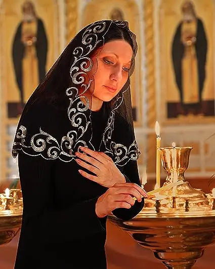 Catholic Church Mass Veil Embroidery Head Covering for Women Church Veil