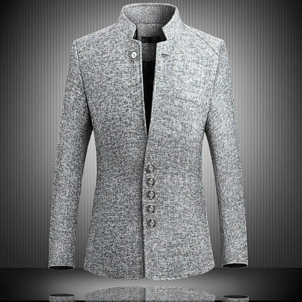 Men Suit Coat Luxury Men Business Casual Solid Color Suit Jacket Oversize Coats Male Stand Collar Single breasted Blazer