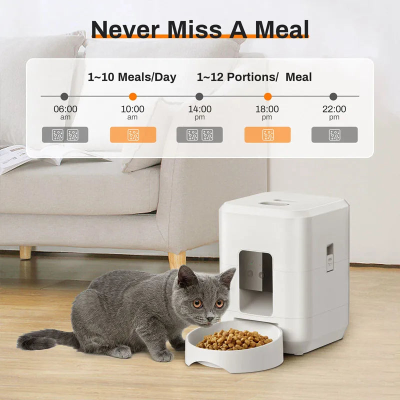 2L Automatic Pet Feeder Smart Control Cat Feeder WIFI Feeders Intelligent Timed And Quantitative Feeding Remote Feeding Cat