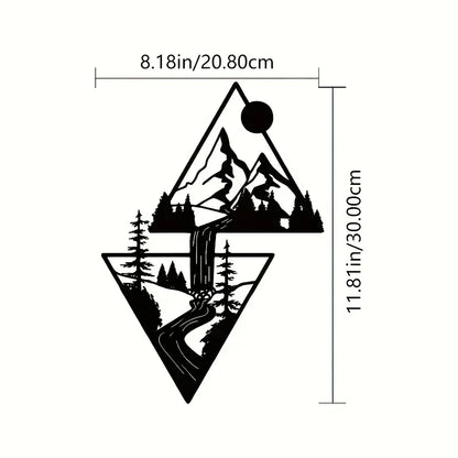 Mountain Wall Art: Mountain Waterfall Metal Wall Art Ornaments for Home Decoration,Including Metal Wall Art and Hanging Wall Art