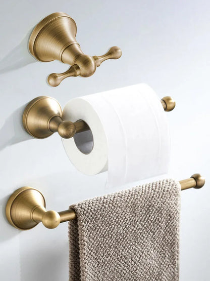 Bathroom Accessories Antique Brass Wall Mounted Toilet Paper Holder Towel Ring Robe Coat Hook Bathroom Hardware