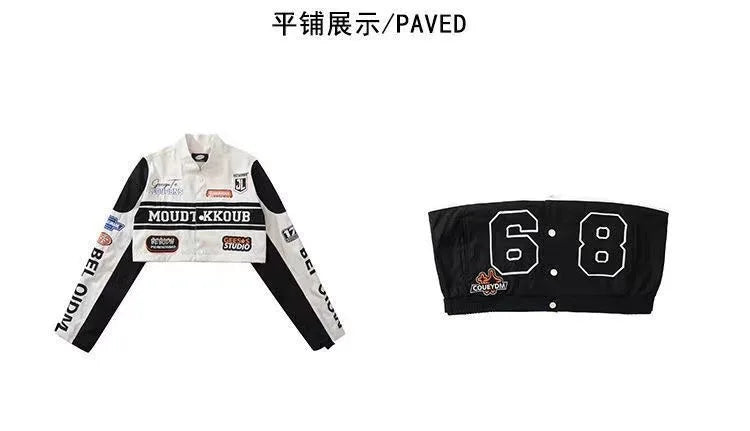 Windproof Biker Jackets for Couples High Street All Match Racing Wear American Women's Oversize Coats Detachable 2024 New