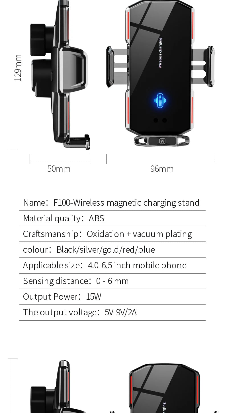 Magnetic Car Phone Holder 66W Wireless Fast Charger Infrared Induction Car Air Vent Bracket for iPhone 12 13 14 15 Andorid Mount