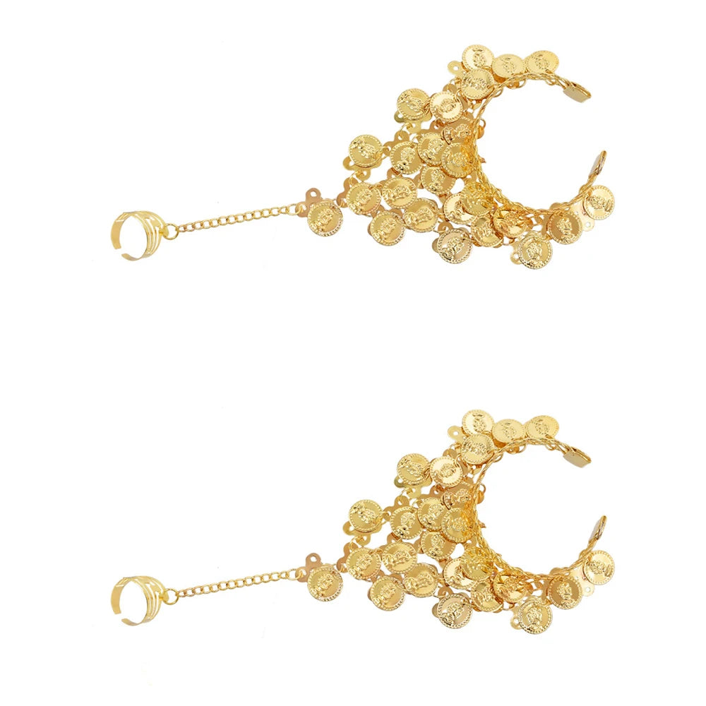 Indian Dance Accessories Necklace Headwear Earrings Bracelet Hair Band Jewelry Set Women's Party Jewelry Gifts