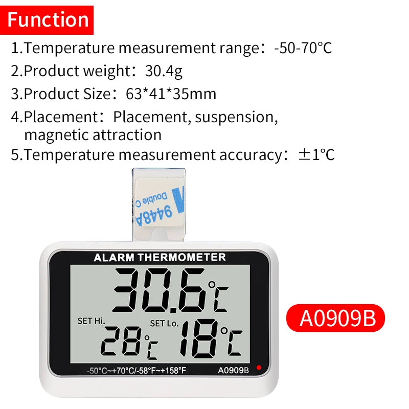 Fridge Thermometer With Hook Anti-Humidity Refrigerator Freezer Electric Digital Thermometer Temperature Monitor LCD Display