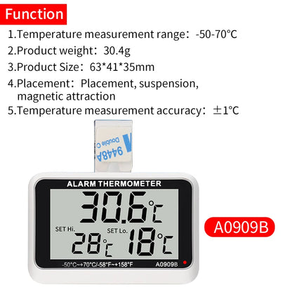 Fridge Thermometer With Hook Anti-Humidity Refrigerator Freezer Electric Digital Thermometer Temperature Monitor LCD Display