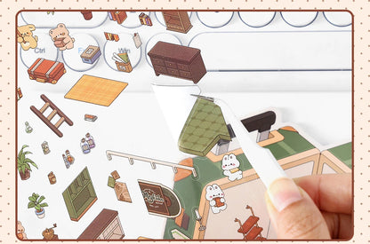 Creative Design Outdoor Scene Sticker for Student Cute Cartoon DIY Decor Landscaping Sticker Scrapbook Journal Student Sticker