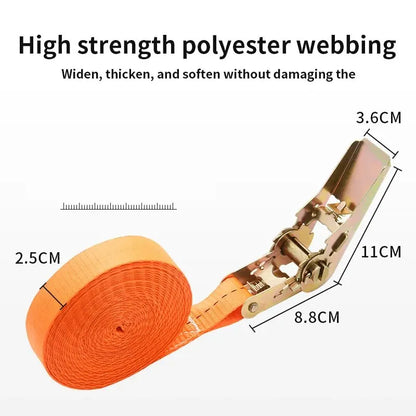 Heavy Duty Metal Buckle Tie-Down Cargo Straps for Car and Truck - Strong Ratchet Belt for Secure Luggage and Cargo Transport