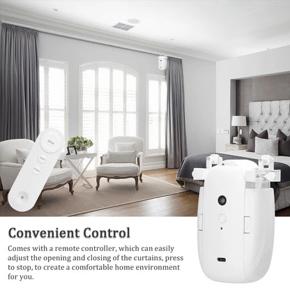 3 in 1 Intelligent Curtain Motor Home Electric Curtain Opener No Wiring with Remote Controller for I-Rail/U-Rail/Roman Rod
