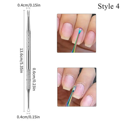 Pedicure Tool Double-Headed Nail Cuticle Pusher Polish Scraper Hook Type Dead Skin Remover Nail Care Stainless Steel