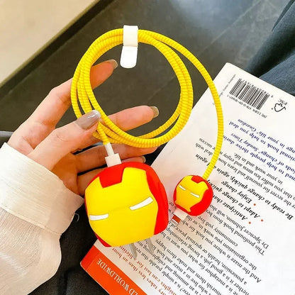 4Pcs Set Cable Protector for iPhone / iPad 18W/20W Charger Protector Case 3D Cartoon Cable Management Phone Wire Cord Organizers