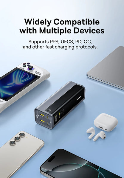 Baseus 145W Power Bank 20800mAh Dual USB A USB C PD 100W Fast Charging Digital Display Portable PowerBank for Laptop Phone Steam