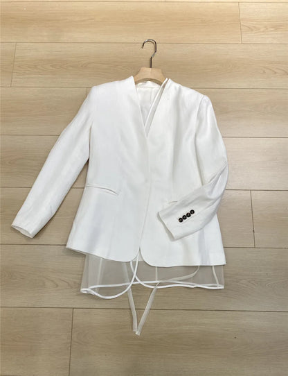 Women's Clothing 2 Piece Set White Suit Coat +High Waisted Wide Leg Pants Elegant  Suit Spring/Summer new