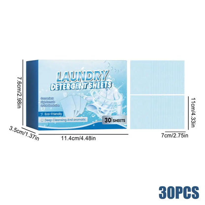 Detergent Sheets Laundry Detergent Tablets Eco-Friendly Laundry Sheets 30 Sheets Liquidless Laundry Sheets Detergent Laundry