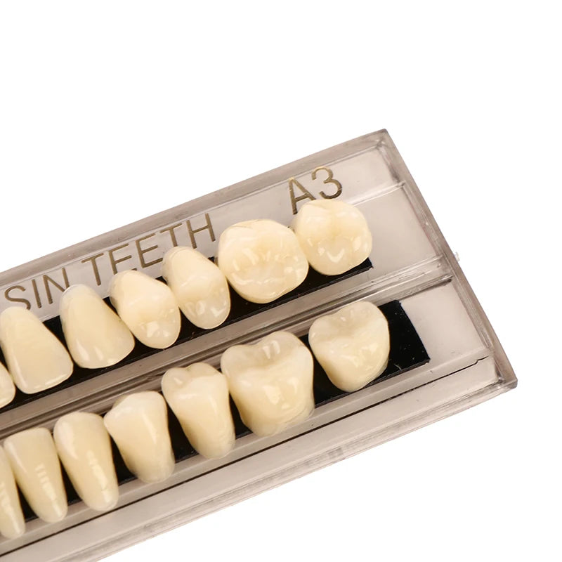 28 Teeth/set Resin Denture Teeth 3d Shade Guide Color Comparator Mirror Dentistry Cold Light Teeth White Bleaching Dental Plate