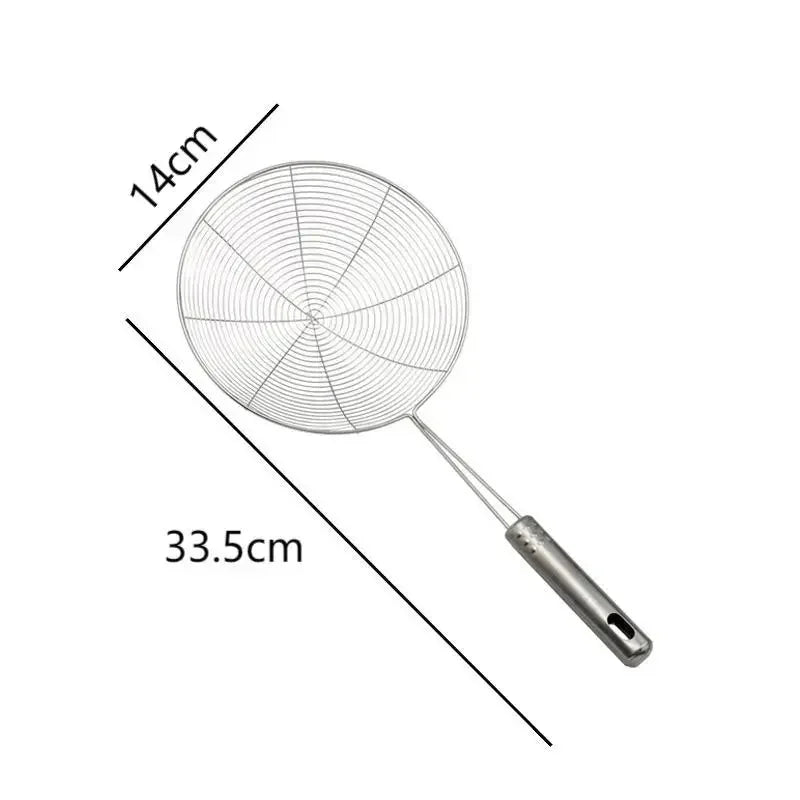 1PC Stainless Steel Strainer Ladle Skimmer Oval Fine Mesh Oil Pot Strainers Home Kitchen Tools Strainer Oil Skim Grease Foam