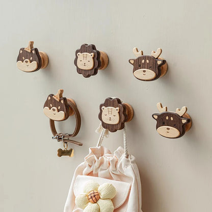 1pcs Animal Wooden Hooks Cute Room Decor Hook Wall Keychain Coat Hook Home Door Wood Hook Hanger Kitchen Accessories Gadget