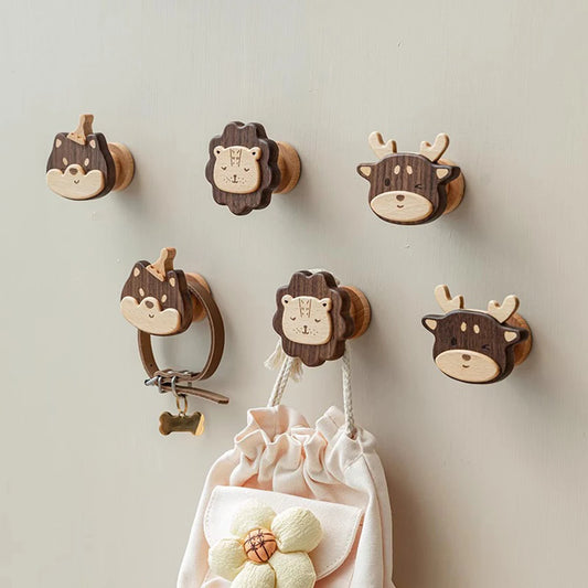 1pcs Animal Wooden Hooks Cute Room Decor Hook Wall Keychain Coat Hook Home Door Wood Hook Hanger Kitchen Accessories Gadget