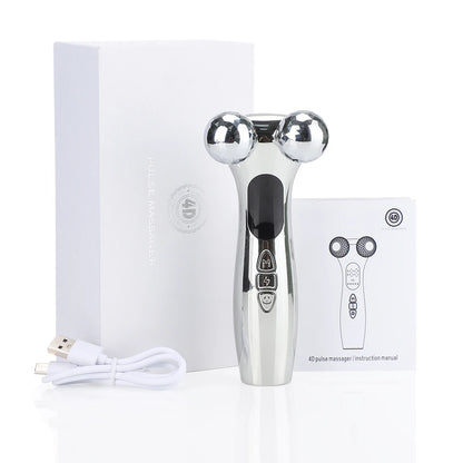 4D Roller Facial Massager EMS Face Lift Device V-Face Slimmer Skin Tightening Double Chin Remover Eye Care Massage Beauty Roller