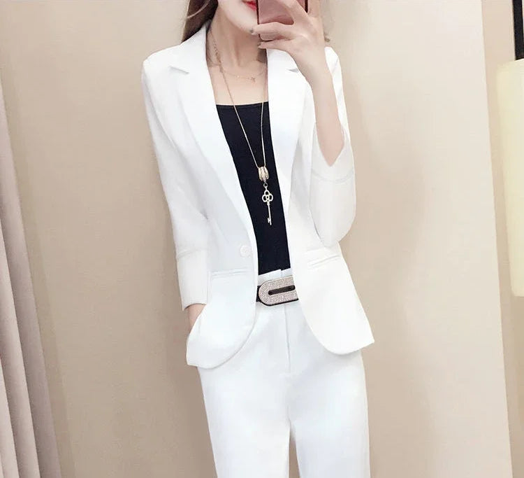 Office Outfit Professional White Wear To Work Trouser Suit Two Piece Set Pants for Women Womens 2 Pant Sets Black Blazer and Xxl