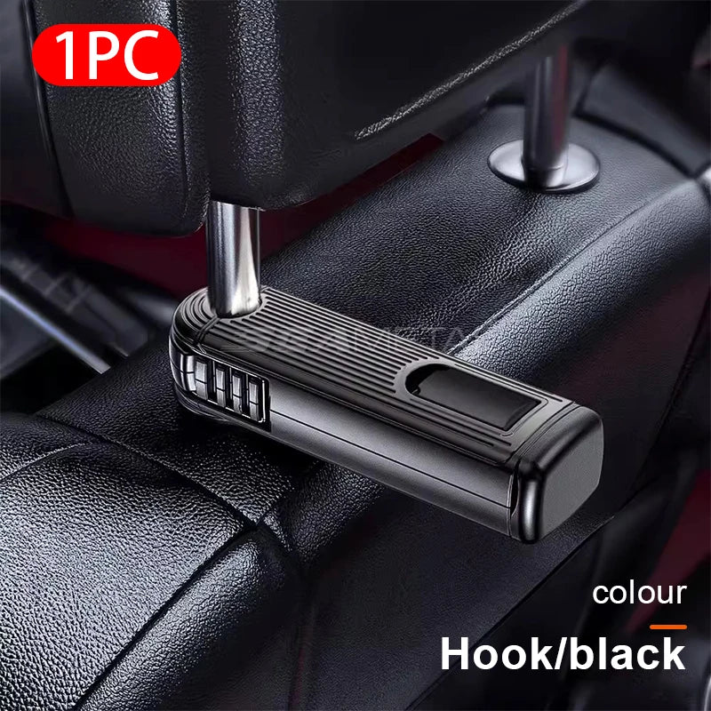 SEAMETAL 2 in 1 Car Seat Back Hook with Phone Holder Stable Headrest Hanging Hook Anti Slip Silicone Pad Hidden Rear Row Hanger