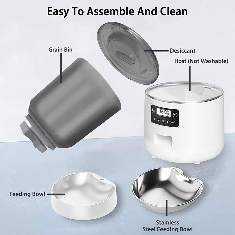 4L Smart Pet Feeder Stainless Steel Bowl Remote Control APP Control Feeder 9-Meal Timed Feeding Dog Food Dispenser For Cats Dogs