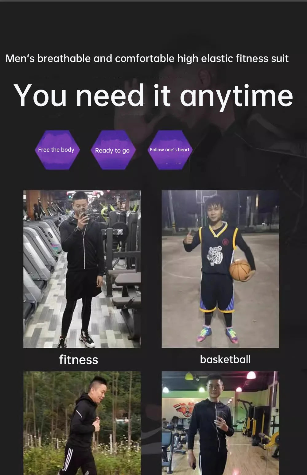 Sports kit men's running equipment 2024 spring and summer new training morning run outdoor quick-drying coat fitness clothing