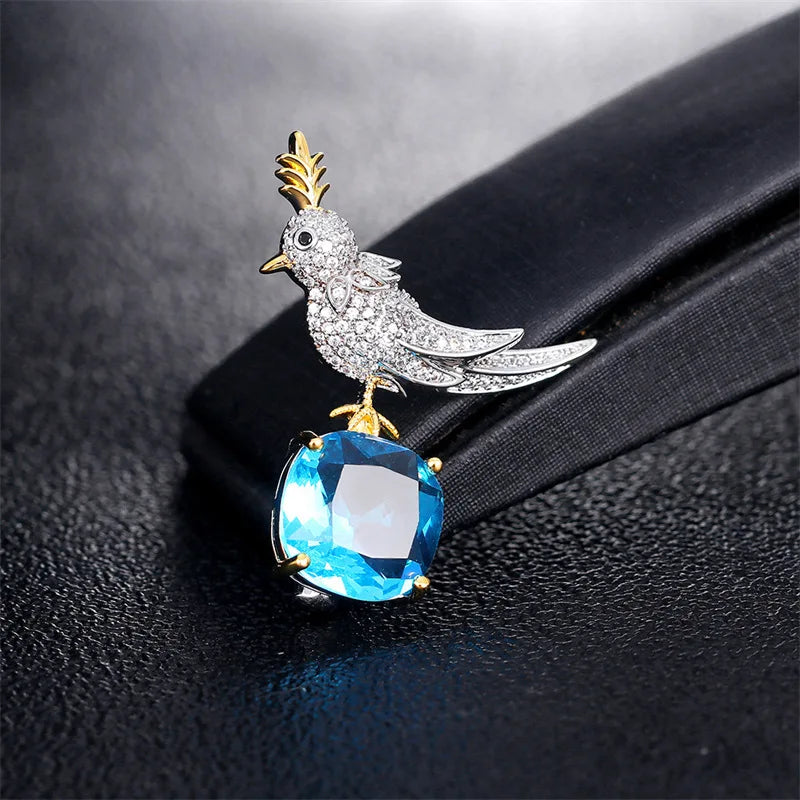 fashion crystal stone bird brooch women's mens coat accessories pins