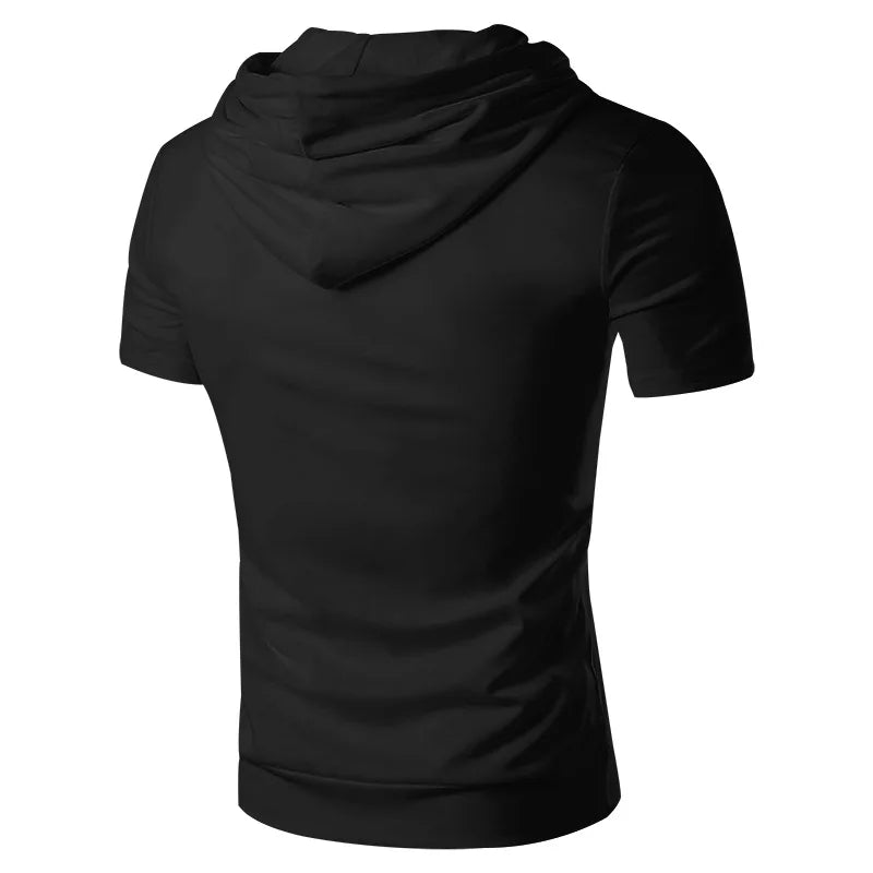 2024 Amazon New Men's Athleisure European and American Hooded Loose Short Sleeves