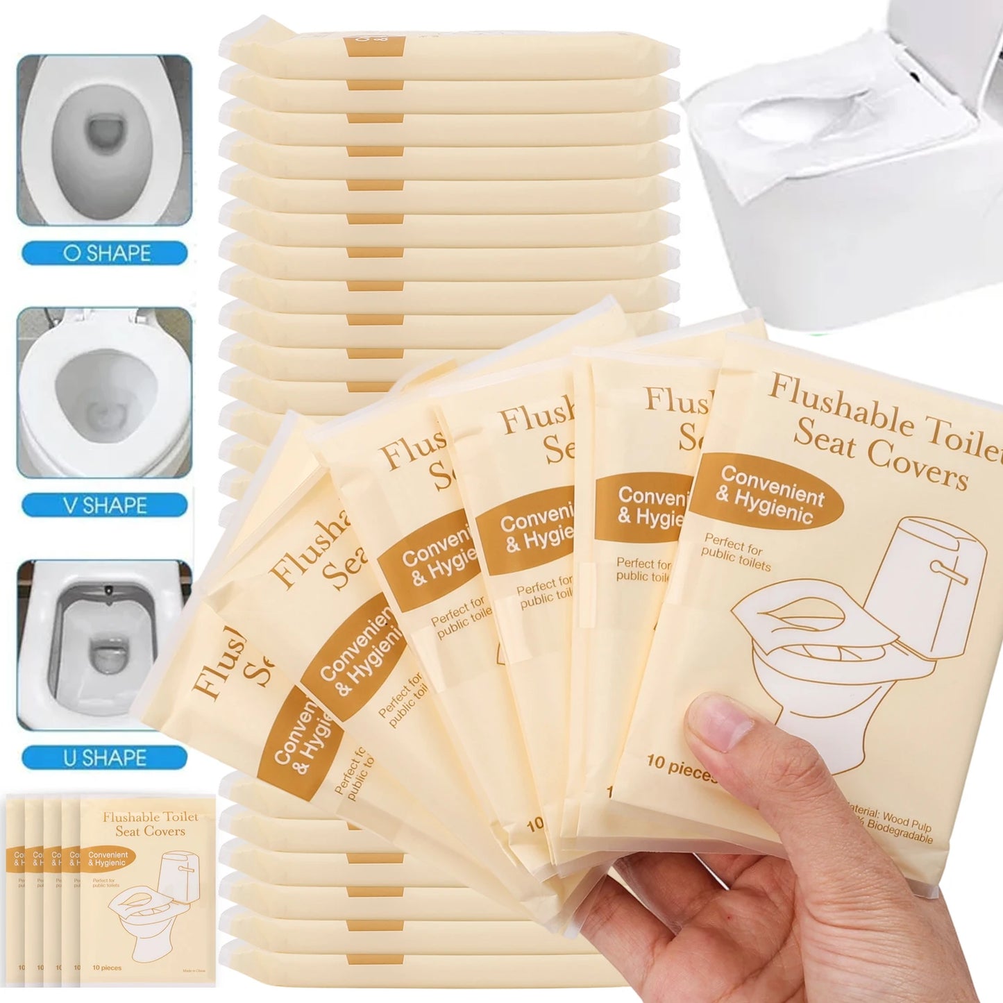 50/10pcs Disposable Toilet Seat Pads Portable Bathroom Toilet Pads Degradable Paper Portable Home Travel Camping Hotel Supplies
