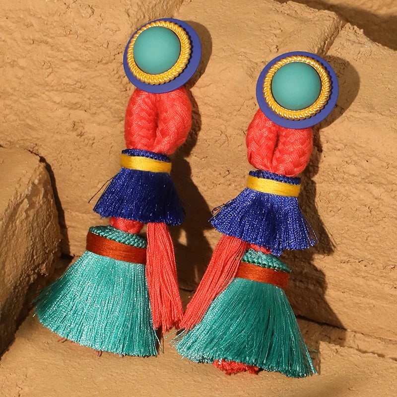 Bohemian Earrings Long Tassels Dangle Exaggerated Earrings Handmade For Women Wedding Party Jewelry